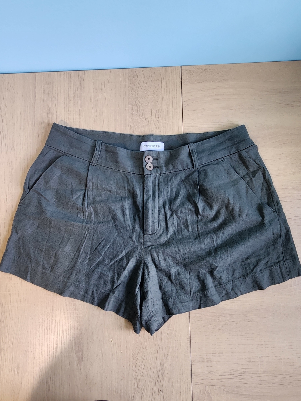 Calvin Klein Women's Charcoal Linen-Blend Shorts